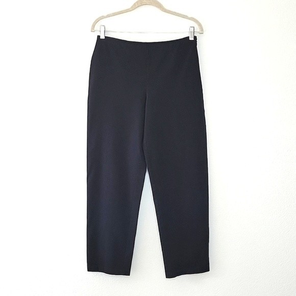 EILEEN FISHER Black Casual Trouser Pant size Petite Side Zipper - Picture 1 of 11